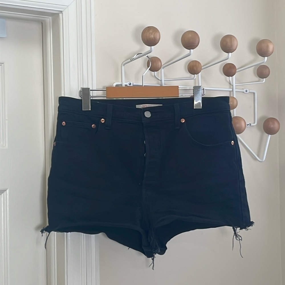 Levi's - Ribcage Shorts Denim Jean Cuttoff Shorts - Black - 32